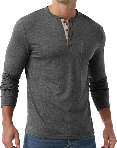 Sailwind Men's Henley Shirts Long Sleeve Cotton Button T-Shirt Casual Stylish Classic Pullover Shirt with Pocket in Saudi Arabia