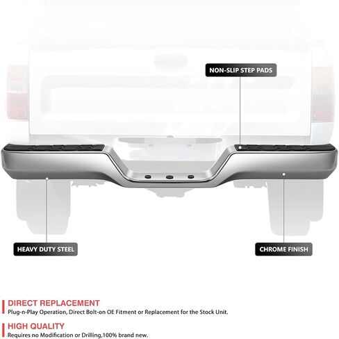 DNA MOTORING Rear Bumper Compatible with 1989-1995 Toyota Pickup, TO1102221, 52150-35010, 52153-35010, 52152-35010, 52163-89101, 52164-89101, 52181-89118, 52182-89115, Chrome, RBUM-TP89-01-CH in Saudi Arabia