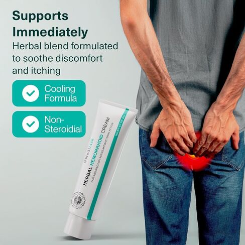 كريم البواسير العشبي من MediLisk - علاج البواسير - تركيبة سريعة المفعول لدعم الحكة والحرق - تركيبة طبيعية غير ستيرويدية - 0.7 أونصة - عبوة من قطعتين in Kuwait