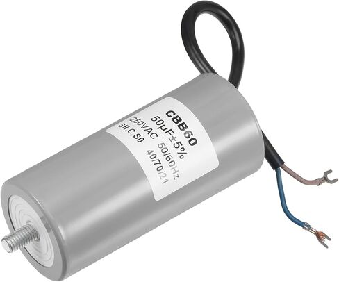 MECCANIXITY CBB60 مكثف تشغيل 35 فائق التوهج 250 فولت تيار متردد 2 سلك 50/60 هرتز اسطوانة 96 × 46 مم مع طرف، مسمار تثبيت M8 لمحرك مضخة المياه ضاغط الهواء in Kuwait