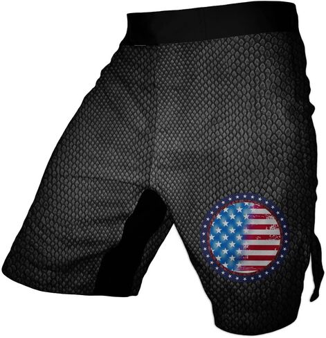 شورت MMA القتالي ذو العلم الأمريكي للرجال - شورت No-Gi Jiu Jitsu BJJ بطباعة الفهد - شورت مموه in Kuwait