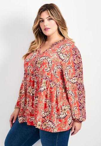 Avenue Women's Plus Size Floral Fields Tunic in Saudi Arabia