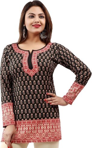 Maple Clothing Indian Tunic Top Women's Printed Short Kurti Kurta Outfit India Apparel in Saudi Arabia