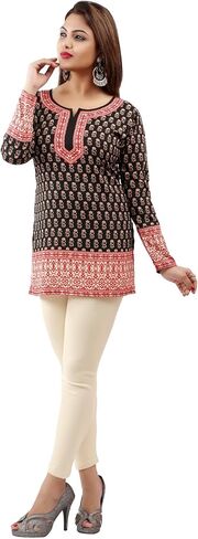 Maple Clothing Indian Tunic Top Women's Printed Short Kurti Kurta Outfit India Apparel in Saudi Arabia