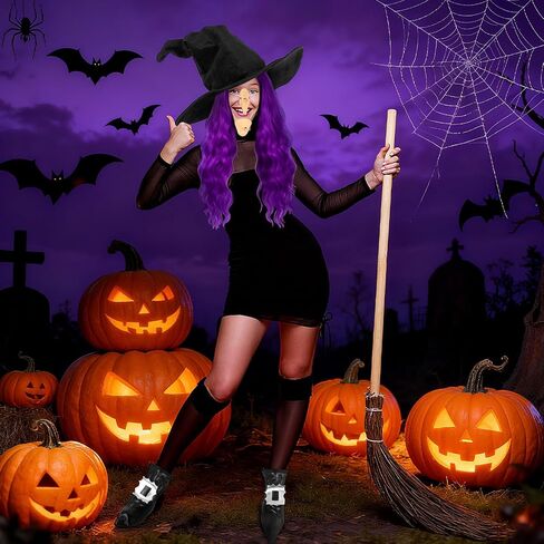Halloween Witch Cosplay Party Costume Accessories Set Witch Hat Hair Wig Shoe Covers Nose Chin for Adult in Saudi Arabia