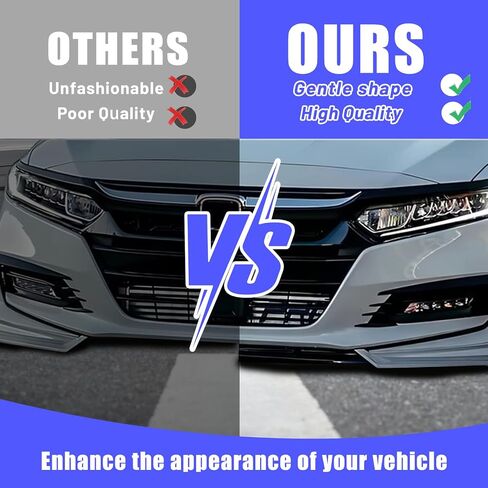 مصد الشفاه الأمامي من KUAFU متوافق مع 2018-2022 Honda Accord 4Dr Sedan Air Dam تحت الذقن واقي مصد الصدمات مطلي بالبلاستيك الأسود والأبيض 3 قطع in Kuwait