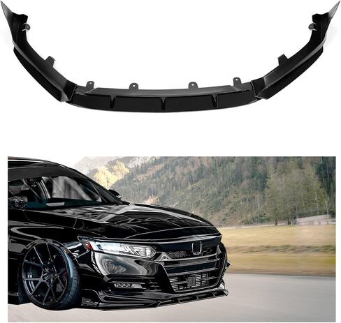 KUAFU Front Bumper Lip Splitter Compatible with 2018-2022 Honda Accord 4Dr Sedan Air Dam Under Chin Spoiler Bumper Protector Painted Black & White Plastic 3Pcs in Saudi Arabia