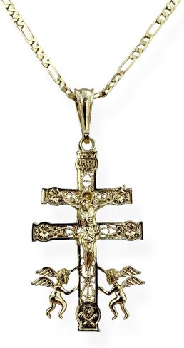 Caravaca Cross Gold Plated Pendant Charm Necklace Imagen Cruz Cadena Collar Oro Laminado Religious Gift in Saudi Arabia