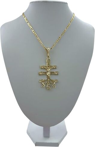 Caravaca Cross Gold Plated Pendant Charm Necklace Imagen Cruz Cadena Collar Oro Laminado Religious Gift in Saudi Arabia