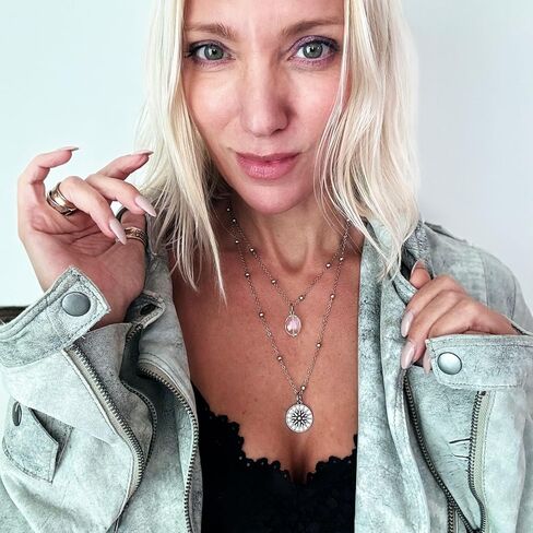 Katia Designs “This Too Shall Pass" Star Necklace – 36" Gold or Silver Plated Brass Satellite Chain with Faceted Clear AB Crystal – Dainty Boho Jewelry for Women, Quick-Connect Clasp, Nickel-Free in Saudi Arabia