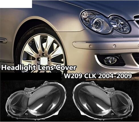زوج غطاء المصباح غطاء سيارة عدسة المصباح الأمامي غطاء متوافق ل-Benz W209 CLK 2-Door 2003-2009 كشافات الظل شل غطاء زجاجي (1 قطعة يسار) in Saudi Arabia