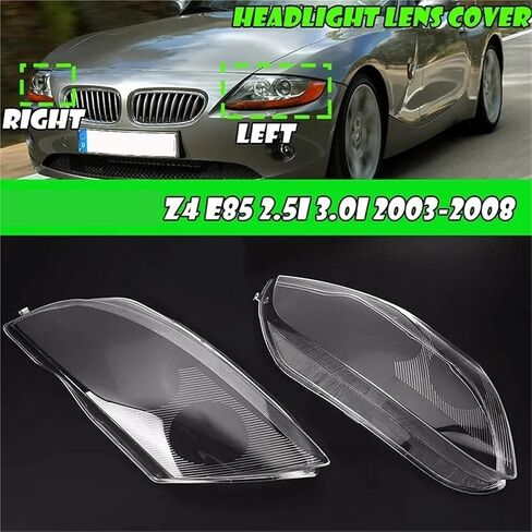 Left/Right Side Headlamp Cover Compatible for BMW Z4 E85 2003-2008 Car Transparent Cover Lampshade Lamp Shade Front Headlight Cover Lens(1pcs Left Side) in Saudi Arabia