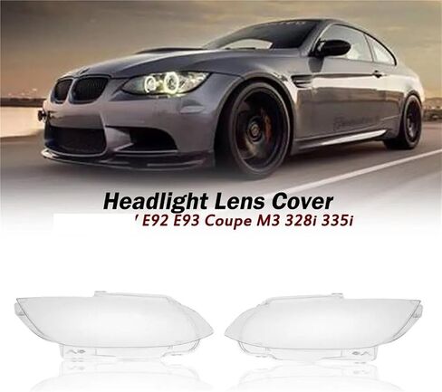 Car Front Headlight Lens Covers Compatible for BMW E92 E93 Coupe Convertible M3 2006-2010 Clear Headlamp Cover Shell(Left) in Saudi Arabia