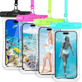 Karvense Waterproof Phone Pouch/Case - Water Proof Phone Pouch for iPhone & Samsung Galaxy, Universal IPX8 Phone Water Protector Pouch for Travel, Vacation, Beach, Cruise Essentials - 2 Pack