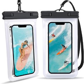 Waterproof Phone Pouch 2 Pack - IPX8 Waterproof Case for iPhone 15 14 13 12 Pro Max Plus Samsung Google Pixel, Up to 7.2 inch- Underwater Dry Bag Kayaking Cruise Beach Essentials,Clear & Black