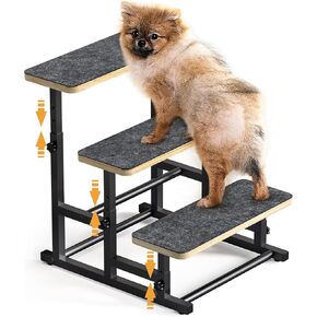 thygiftree سلالم الكلاب الأليفة للكلاب المتوسطة الصغيرة، ارتفاع خطوات الكلب قابل للتعديل لأريكة سرير عالية إطار معدني خشبي الحيوانات الأليفة خطوات منحدر الكلب لجرو، القطط in Kuwait