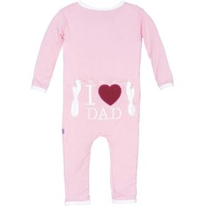 KicKee Pants I Love Dad Coverall with Zipper, Applique Baby Romper, Back Flap One-Piece