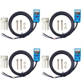 Haldzemo Square Inductive Proximity Sensor SN04-P Normally Close Detection Approach Switch PNP NO with TL PL SN Bracket (Blue, 4 Pack)