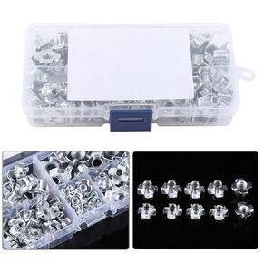 Four-Pronged T Nut Kit, 90pcs Carbon Steel M3/M4/M5/M6/M8 Four Pronged T Nuts Blind Inserts Nut Four Claw Nuts Assortment Kit for Wood Furniture Rock Climbing Holds Cabinetry