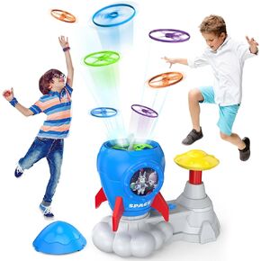 Outdoor Toys for Kids Ages 3-8: Flying Disc Launcher Toy Chasing Games - Summer Outside Yard Activities Chasing Toy for Toddlers Ages 3 4 5 6 7 8 Backyard Games Birthday Gift for Boys Girls, Blue