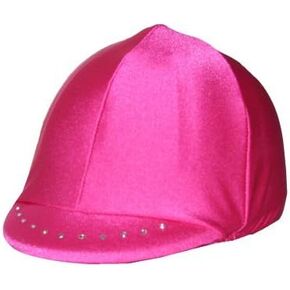 Equestrian Riding Helmet Cover - Hot Pink with Swarovski Crystals