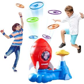 Outdoor Toys for Kids Ages 3-8: Flying Disc Launcher Toy Chasing Games - Summer Outside Yard Activities Chasing Toy for Toddlers Ages 3 4 5 6 7 8 Backyard Games Birthday Gift for Boys Girls, Blue