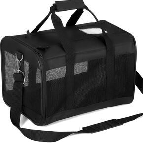 PIZVOX Comfort Carrier-Portable & Breathable Soft-Sided Cat Carrier with Fleece Pad,Lightweight,Collapsible,Durable & Safe Pet Travel Bag with Pockets