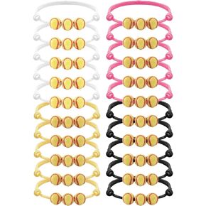 20 pack Softball Bracelet Party Favors Yellow Softball Beads Friendship Bracelets Adjustable Beaded Bracelet Softball Gifts for Teen Adults Sport Birthday Party Softball Favors for Team
