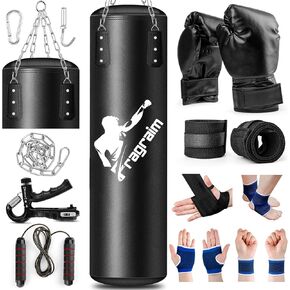 Punching Bag for Adults, 4FT PU Heavy Boxing Bag Set, Punching Bags with 12OZ Punching Gloves for Home Gym MMA Karate Kickboxing Muay Thai Training - Unfilled in Kuwait