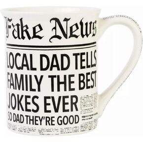 Enesco Our Name is Mud Fake News Dad Jokes Coffee Mug, 16 Ounce, White