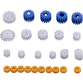 Zerone Plastic Gear Kit, 26Pcs Assorted Plastic Shaft Plastic Gears Sprockets Kit2mm/2.3mm/3mm/3.17mm/4mm Plastic Worm Gear Kit, Spindle Gears DIY Accessories