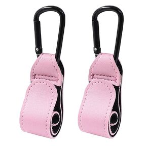2 Pcs Stroller Hooks for Diaper Bag - Durable Leather Stroller Straps Diaper Bag Hooks - Stroller Clips for Stroller Wheelchair Shopping Carts - Black in Saudi Arabia