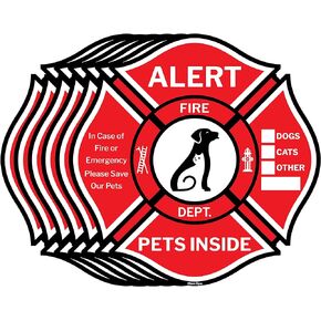 Pet Alert Sticker, Double-Sided, 6 Rescue Pet Decals, Pet Alert Stickers for House Home Window Pet Door-Emergency Pet Kit, UV Resistant-Waterproof