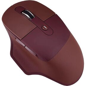 Lomiluskr Ergonomic 2.4G & Bluetooth Dual Mode Wireless Mouse with PU Cover, Soundless Keys, Candy Colors, Compatible with Notebook, PC, Tablet, Smartphone (Milk Tea)