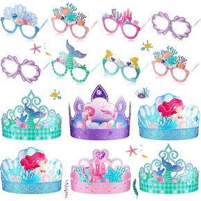 40 Pcs Mermaid Birthday Decorations Mermaid Party Hats Mermaid Party Favors Mermaid Themed Paper Eyeglasses Mermaid Crowns Mermaid Birthday Party Decorations Mermaid Hats for Kids Birthday Party Decor