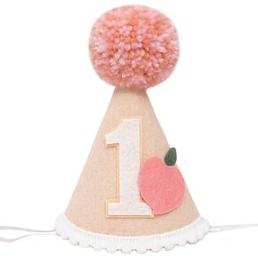 WAOUH Peach 1st Birthday Hat - Peach 1st Birthday Party Decorations,Girl First Crown Outfit,Sweet One Birthday Decor