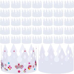 200 Pcs White Paper Crowns DIY Birthday Party Crowns for Kids, Birthday Party Hats Decorations Baby Shower Party Supplies (Classic Style)