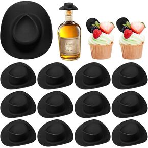 HKACSTHI 30 Pieces Mini Western Cowboy Hat Cowgirl Hat Doll Hats Plastic Cute Doll Hats Decoration Accessories for Party (Black) in Kuwait