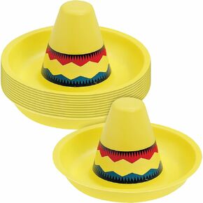 Fun Express Mini Plastic Sombrero Hats - Set of 12 - Cinco de Mayo Fiesta Party Decor and Supplies