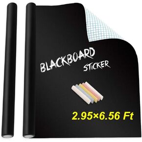 Holotap Extra Large Chalkboard Sticker 35.4" X 78.7" Self Adhesive Dry Erase Wallpaper Decal Chalkboard Paper with 5 Chalks for Home Office School (Black, 35.4×78.7 Inch)