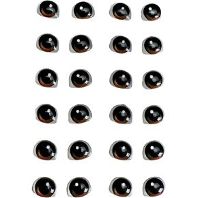 3D Resin Adhesive or Self-Adhesive Eyes for All Types of Materials, Crafts, Decoration - 12 Pairs in Brown, 7mm Wide, (Measurement 7mm Wide x 5.8mm high)