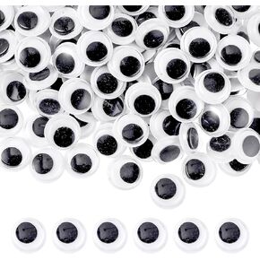300 Pcs Google Eyes for Crafts, Black White Craft Eyes Self Adhesive Wiggle Googly Eyes Sticky Googly Eyes for DIY Crafts Projects, Halloween Christmas DIY Craft Decorations（12mm）