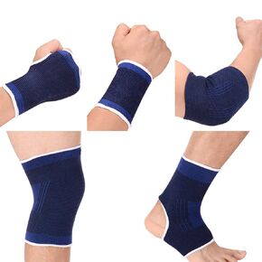 ITODA Kids Wrist Ankle Brace Knee Elbow Pad Hand Half Gloves Set, Knitted Compression Arthritis Tendonitis Pain Relief Protection Sock Protective Gear Set for Cycling Exercise Gym Football