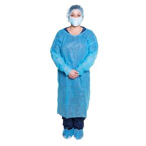 Dukal Isolation Gown, Non-Sterile, Blue (10 Bags of 5) (Pack of 50)