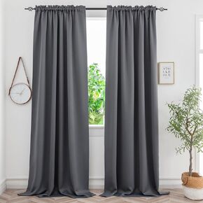 Yancorp Beige Blackout Curtains Thermal Insulated Window Treatment 63 Inches Long 2 Panels Set for Bedroom or Living Room (2 Panels), 34 in x 63 in, Beige