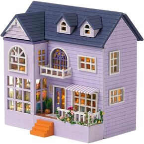 Flever Dollhouse Miniature DIY House Kit Creative Room with Furniture for Romantic Valentine's Gift (Warm House)