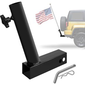 LOCKIETTA Hitch Mount Flagpole Holder, Heavy Duty Angled Flag Pole Holder Univesal Fit for Standard 2 inch Trailer Hitch, Compatible with Jeep Truck SUV RV Pickup Camper Trailer with Anti-Wobble Screw
