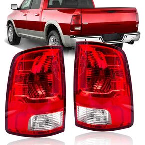 RAPOOSANS Tail Lights Assembly for 2009-2018 Dodge Ram 1500, 2019 Ram 1500 Classic, 2010-2018 Ram 2500, 2010-2018 Ram 3500 Tail Brake Light Replacement with Bulbs-Left+Right
