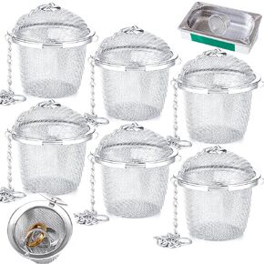 6 Pcs Ultrasonic Watch Parts Cleaner Baskets Stainless Steel Jewelry Steam Cleaner Ultrasonic Parts Cleaner Basket Mesh Ball Cleaning Small Holder with Lock Hook for Watch Cleaning Solution (Silver)