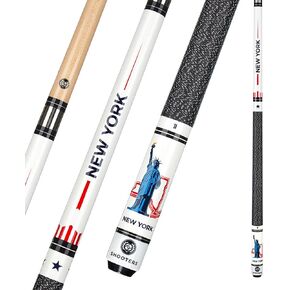 SHOOTERS Billiard Pool Cue Stick 2-Piece 57-58" Fast Joint Maple Wood with American Flag (19-20 Oz)
